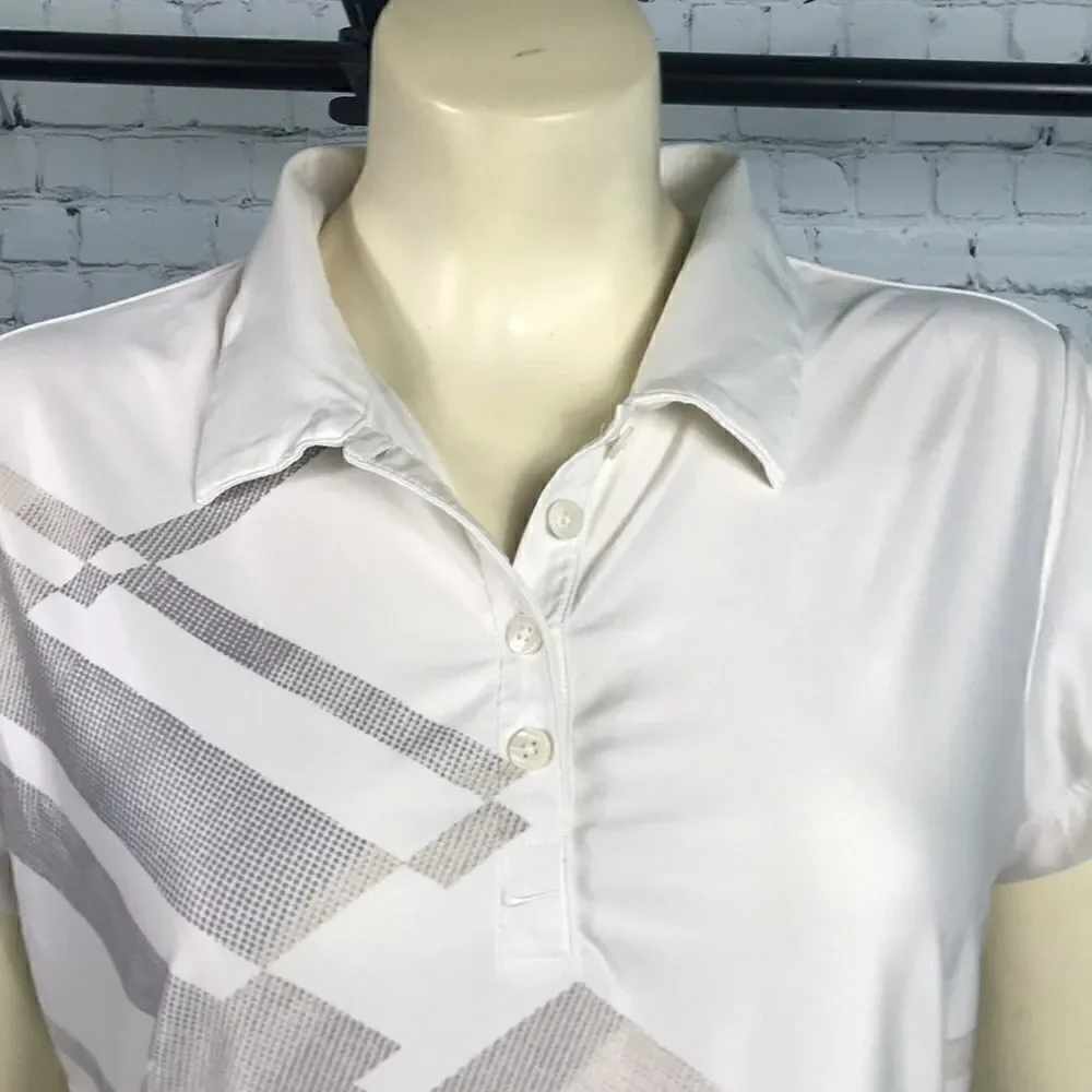 Nike Golf Size Medium Cream w/gray geometric ombré designs EUC